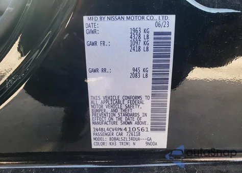 2023 Nissan Altima Sr из США, поврежденный, VIN 1N4BL4CV4PN410561